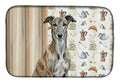 Brindle Greyhound Coffee Bar Dish Drying Mat Absorbent Dish Drying Mat Pad for Kitchen Counter Dish Drainer Mat for Countertop, 14 x 21", Multicolor