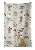 Fawn Greyhound Coffee Bar Kitchen Towel Velour Plush Front and Cotton Loop Back Machine Washable