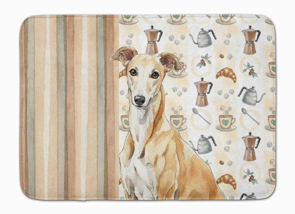 Fawn Greyhound Coffee Bar Memory Foam Kitchen Mat Machine Washable Anti-Fatigue Cushion Comfort Bath or Kitchen Rug