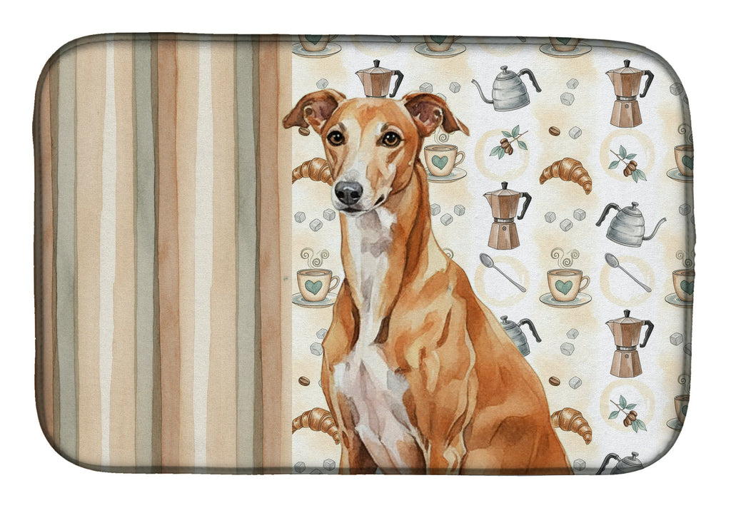 Red Greyhound Coffee Bar Dish Drying Mat Absorbent Dish Drying Mat Pad for Kitchen Counter Dish Drainer Mat for Countertop, 14 x 21", Multicolor