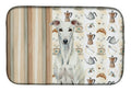 White Greyhound Coffee Bar Dish Drying Mat Absorbent Dish Drying Mat Pad for Kitchen Counter Dish Drainer Mat for Countertop, 14 x 21", Multicolor