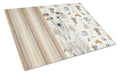 White Greyhound Coffee Bar Cutting Board Tempered Glass Kitchen Cutting Surface, Heat Resistant Chopping, Non-Slip Feet, Food Prep & Serving