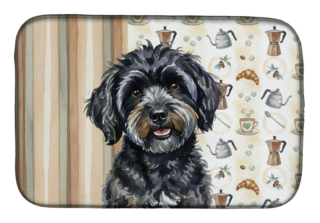 Black Havanese Coffee Bar Dish Drying Mat Absorbent Dish Drying Mat Pad for Kitchen Counter Dish Drainer Mat for Countertop, 14 x 21", Multicolor