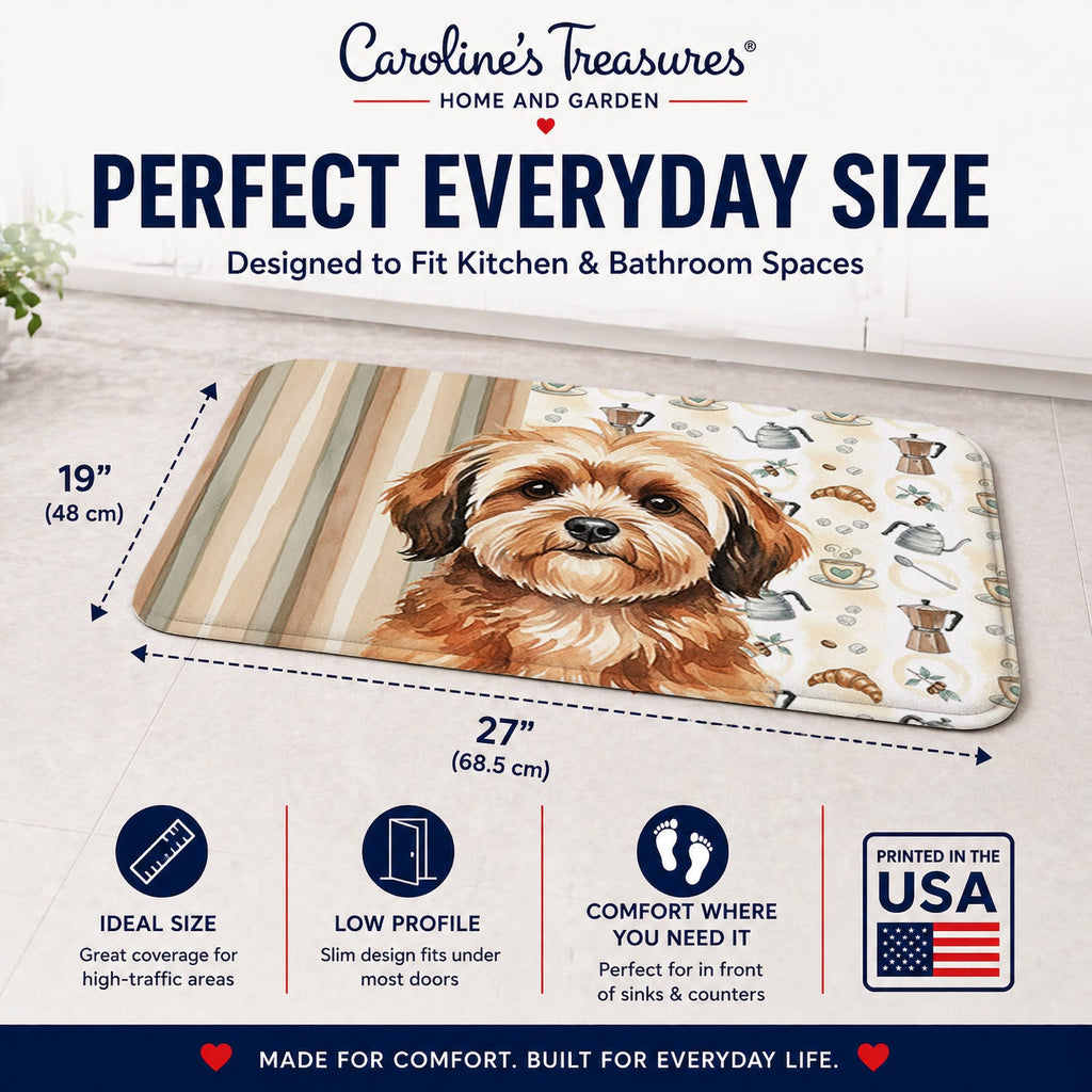 Sable Havanese Coffee Bar Memory Foam Kitchen Mat Machine Washable Anti-Fatigue Cushion Comfort Bath or Kitchen Rug