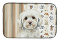 White Havanese Coffee Bar Dish Drying Mat Absorbent Dish Drying Mat Pad for Kitchen Counter Dish Drainer Mat for Countertop, 14 x 21", Multicolor