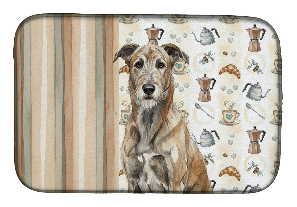 Brindle Irish Wolfhound Coffee Bar Dish Drying Mat Absorbent Dish Drying Mat Pad for Kitchen Counter Dish Drainer Mat for Countertop, 14 x 21", Multicolor