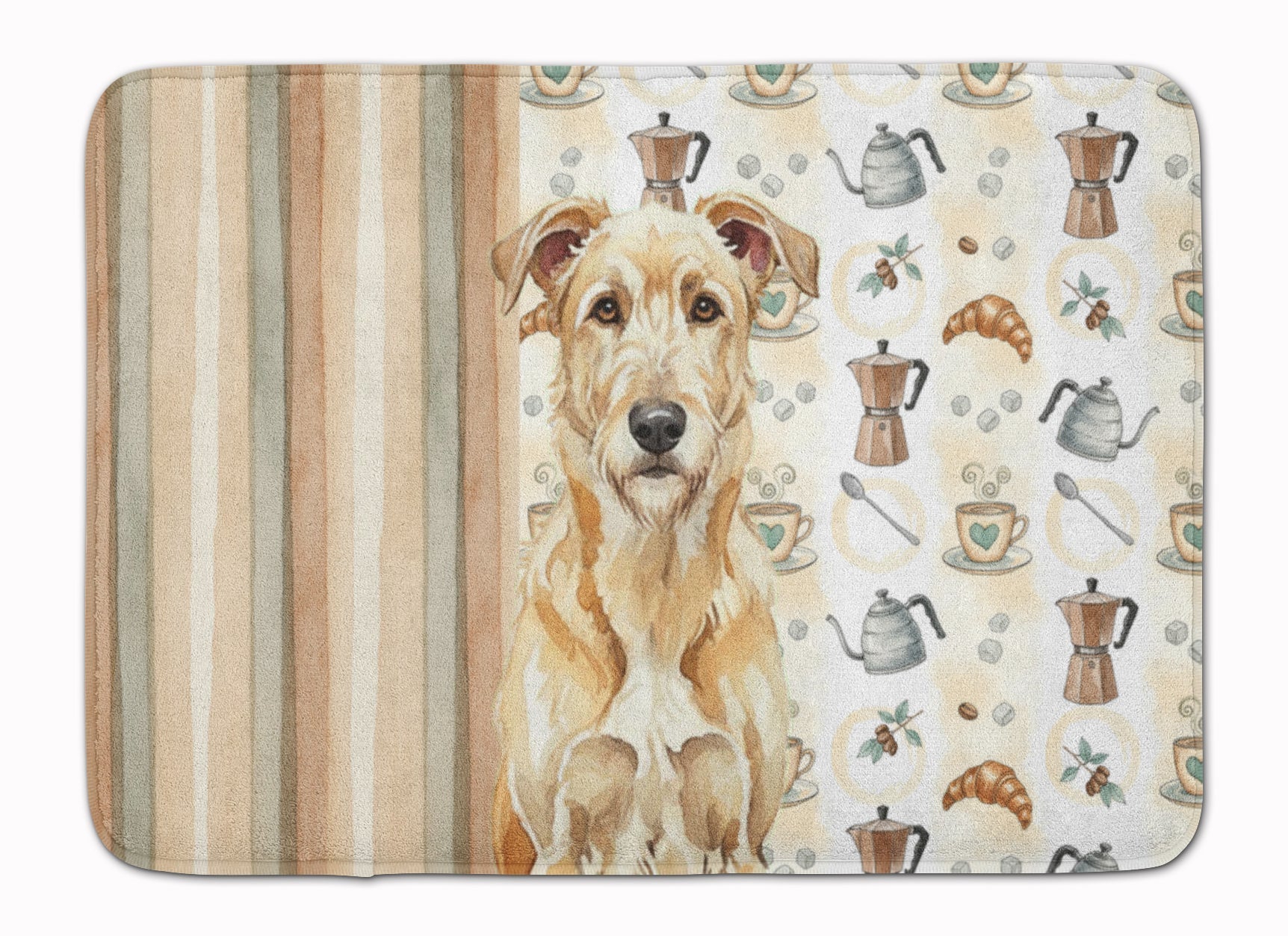 Wheaten Irish Wolfhound Coffee Bar Memory Foam Kitchen Mat Machine Washable Anti-Fatigue Cushion Comfort Bath or Kitchen Rug