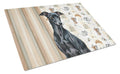 Black Italian Greyhound Coffee Bar Cutting Board Tempered Glass Kitchen Cutting Surface, Heat Resistant Chopping, Non-Slip Feet, Food Prep & Serving