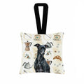 Black Italian Greyhound Coffee Bar Hanging Square Fabric Ornament 3.5 � 3.5 Decorative Door-Knob & Tree Hanger, Soft Fabric