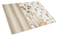 Fawn Italian Greyhound Coffee Bar Cutting Board Tempered Glass Kitchen Cutting Surface, Heat Resistant Chopping, Non-Slip Feet, Food Prep & Serving