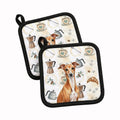 Red Italian Greyhound Coffee Bar Pot Holder Set of 2 Heat Resistant Quilted Hot Pads 7.5 x 7.5 Inch, Insulated Kitchen Trivets for Cooking & Baking