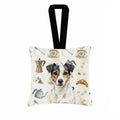 White and Black Jack Russell Terrier Coffee Bar Hanging Square Fabric Ornament 3.5 � 3.5 Decorative Door-Knob & Tree Hanger, Soft Fabric