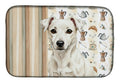 White Jack Russell Terrier Coffee Bar Dish Drying Mat Absorbent Dish Drying Mat Pad for Kitchen Counter Dish Drainer Mat for Countertop, 14 x 21", Multicolor