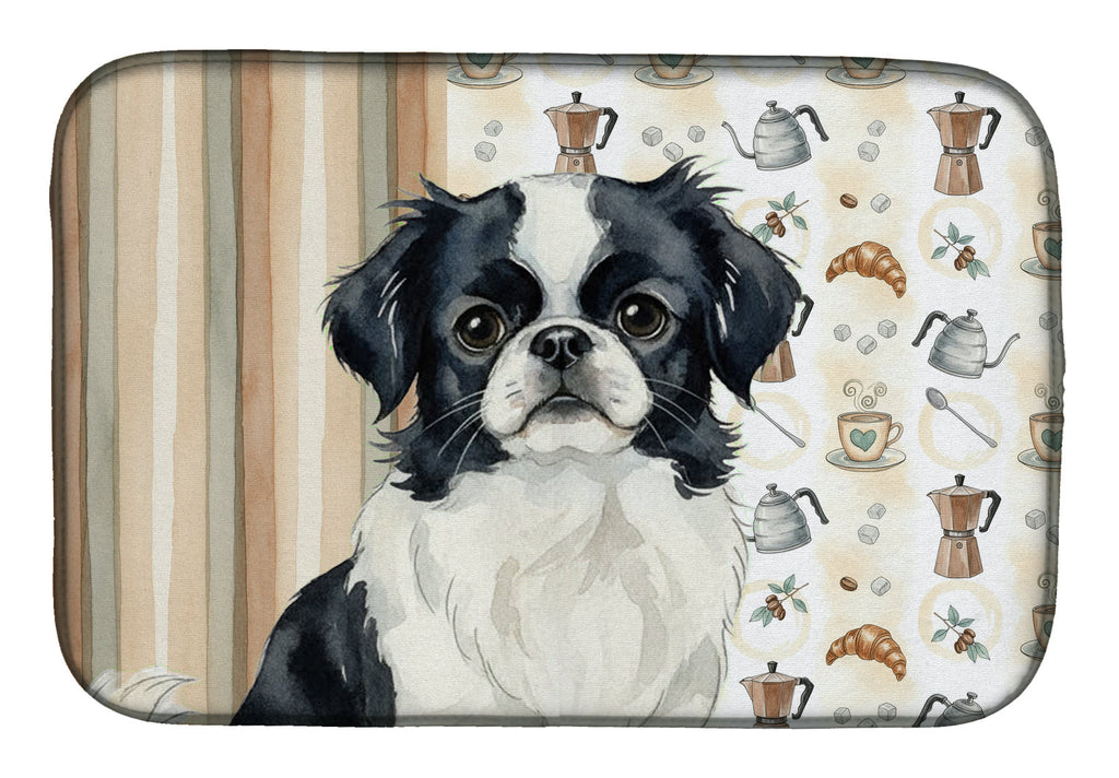 Black and White Japanese Chin Coffee Bar Dish Drying Mat Absorbent Dish Drying Mat Pad for Kitchen Counter Dish Drainer Mat for Countertop, 14 x 21", Multicolor