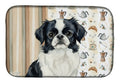 Black and White Japanese Chin Coffee Bar Dish Drying Mat Absorbent Dish Drying Mat Pad for Kitchen Counter Dish Drainer Mat for Countertop, 14 x 21", Multicolor