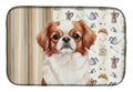 Red and White Japanese Chin Coffee Bar Dish Drying Mat Absorbent Dish Drying Mat Pad for Kitchen Counter Dish Drainer Mat for Countertop, 14 x 21", Multicolor