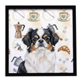 Tricolor Japanese Chin Coffee Bar Framed Metal Print Bathroom, Kitchen, Office, Home Decor Wall Art Ready to Hang, Square, 8X8