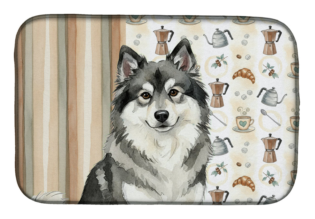 Keeshond Coffee Bar Dish Drying Mat Absorbent Dish Drying Mat Pad for Kitchen Counter Dish Drainer Mat for Countertop, 14 x 21", Multicolor