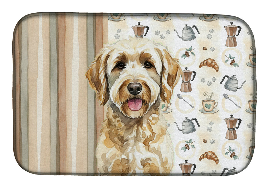 Labradoodle Coffee Bar Dish Drying Mat Absorbent Dish Drying Mat Pad for Kitchen Counter Dish Drainer Mat for Countertop, 14 x 21", Multicolor