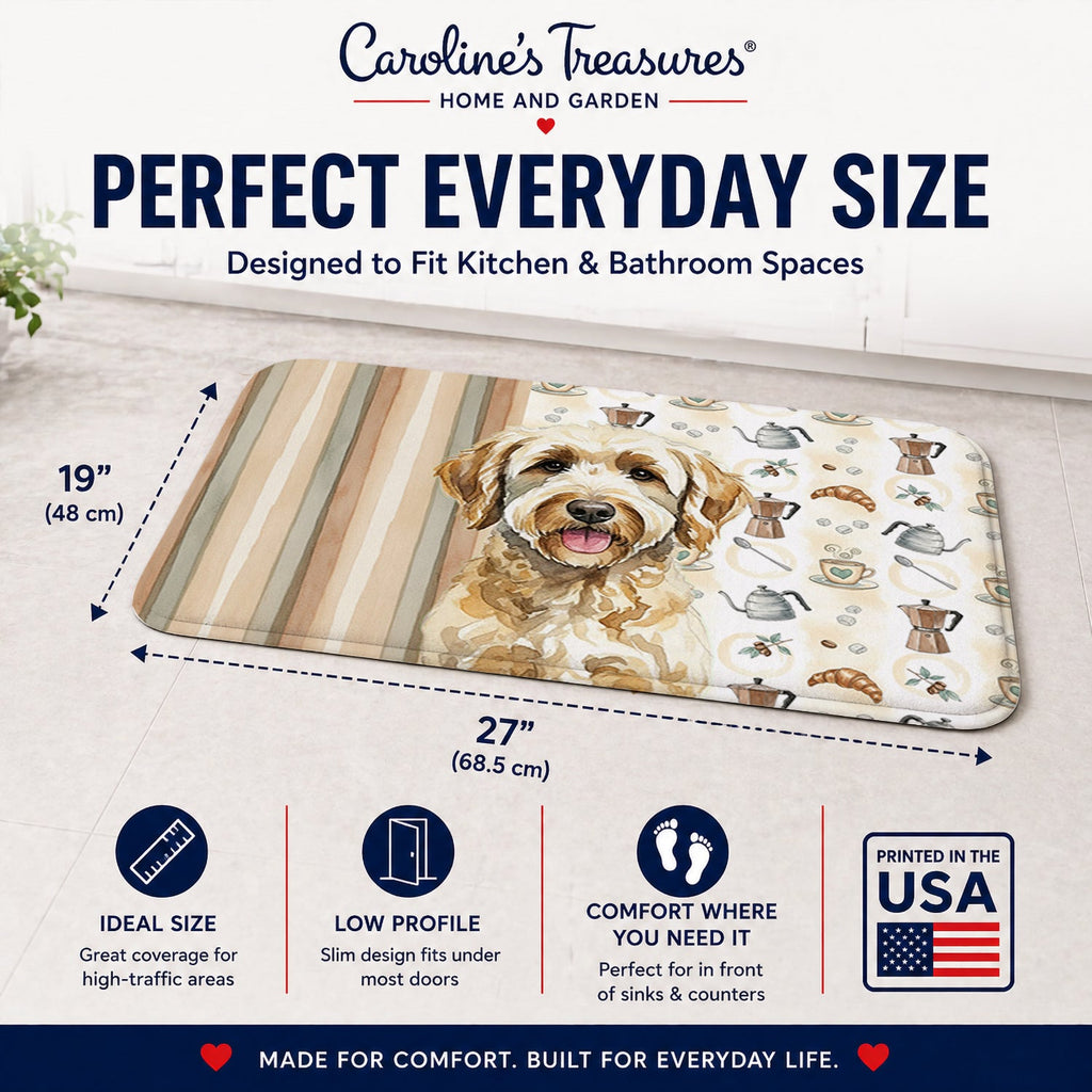 Labradoodle Coffee Bar Memory Foam Kitchen Mat Machine Washable Anti-Fatigue Cushion Comfort Bath or Kitchen Rug