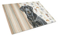 Black Labrador Retriever Coffee Bar Cutting Board Tempered Glass Kitchen Cutting Surface, Heat Resistant Chopping, Non-Slip Feet, Food Prep & Serving