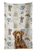 Chocolate Labrador Retriever Coffee Bar Kitchen Towel Velour Plush Front and Cotton Loop Back Machine Washable