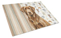 Chocolate Labrador Retriever Coffee Bar Cutting Board Tempered Glass Kitchen Cutting Surface, Heat Resistant Chopping, Non-Slip Feet, Food Prep & Serving