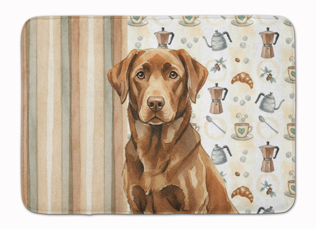 Chocolate Labrador Retriever Coffee Bar Memory Foam Kitchen Mat Machine Washable Anti-Fatigue Cushion Comfort Bath or Kitchen Rug