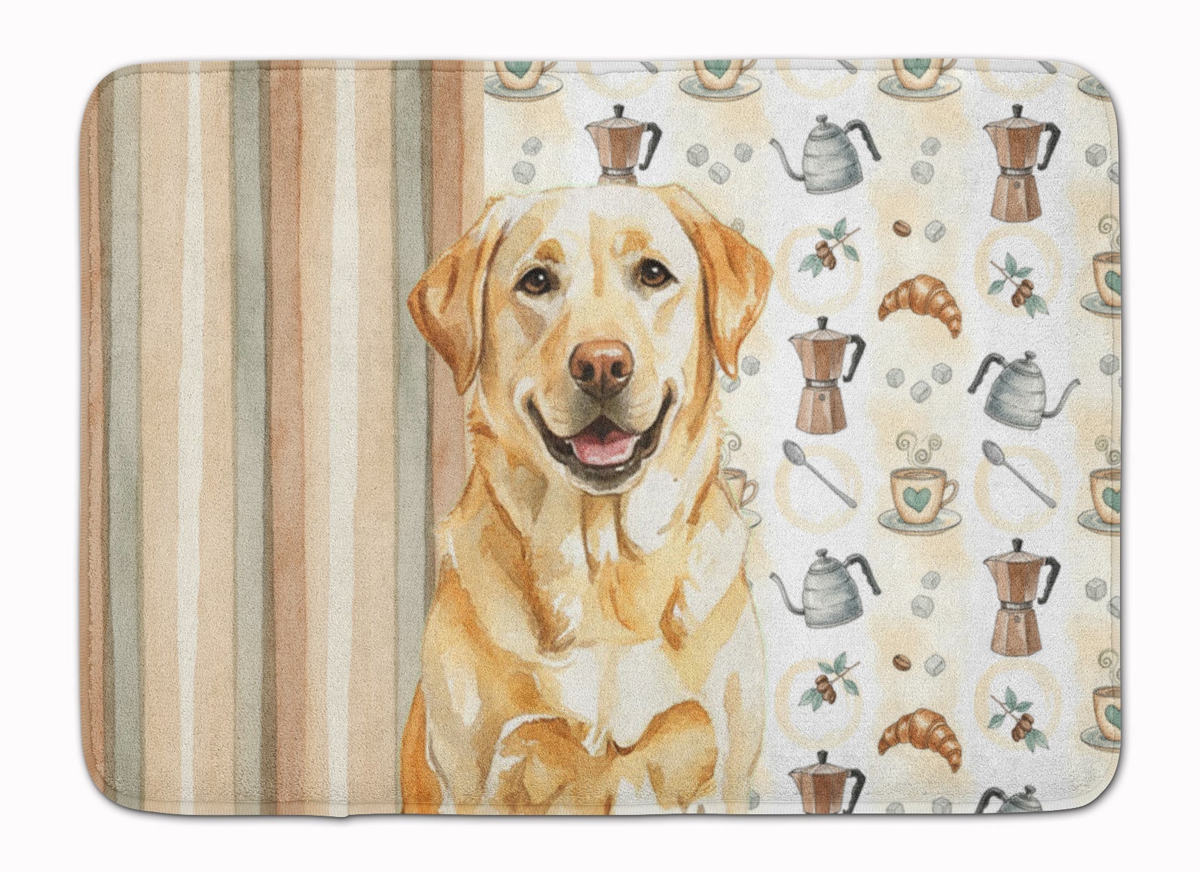 Yellow Labrador Retriever Coffee Bar Memory Foam Kitchen Mat Machine Washable Anti-Fatigue Cushion Comfort Bath or Kitchen Rug