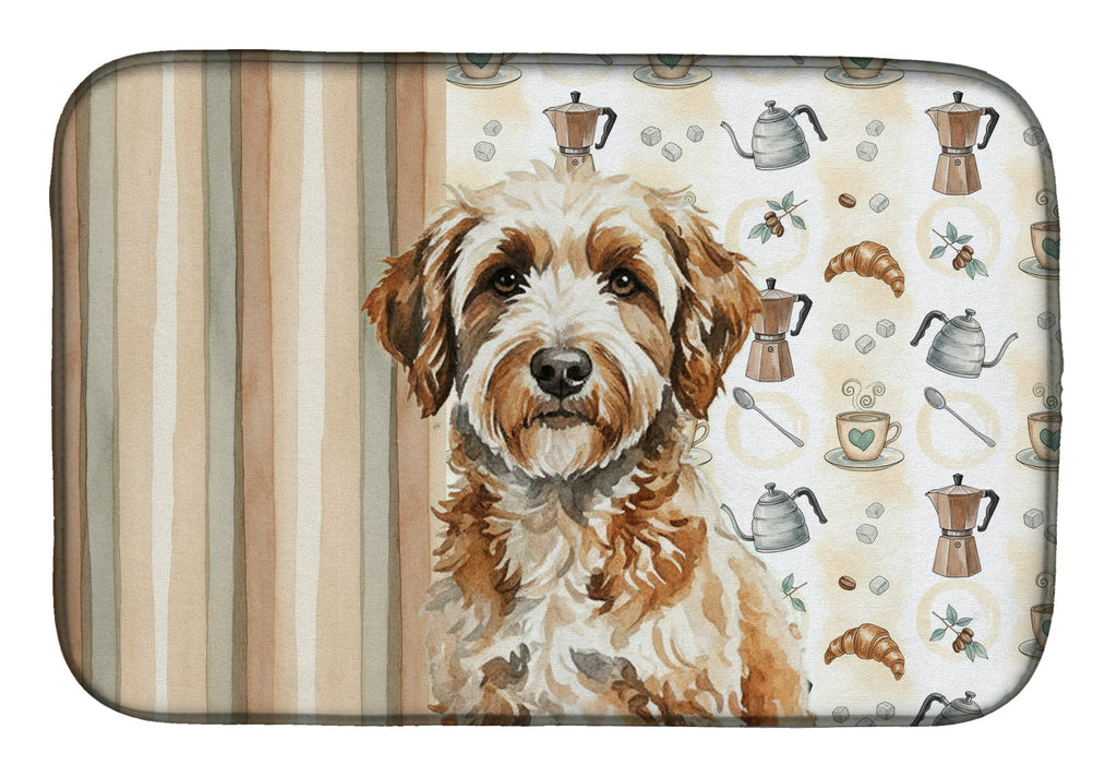 Lagotto Romagnolo Coffee Bar Dish Drying Mat Absorbent Dish Drying Mat Pad for Kitchen Counter Dish Drainer Mat for Countertop, 14 x 21", Multicolor