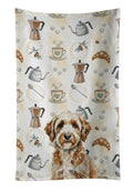 Lagotto Romagnolo Coffee Bar Kitchen Towel Velour Plush Front and Cotton Loop Back Machine Washable