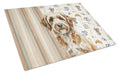 Lagotto Romagnolo Coffee Bar Cutting Board Tempered Glass Kitchen Cutting Surface, Heat Resistant Chopping, Non-Slip Feet, Food Prep & Serving