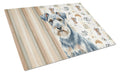 Blue Lakeland Terrier Coffee Bar Cutting Board Tempered Glass Kitchen Cutting Surface, Heat Resistant Chopping, Non-Slip Feet, Food Prep & Serving