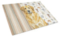 Lion Yellow Leonberger Coffee Bar Cutting Board Tempered Glass Kitchen Cutting Surface, Heat Resistant Chopping, Non-Slip Feet, Food Prep & Serving