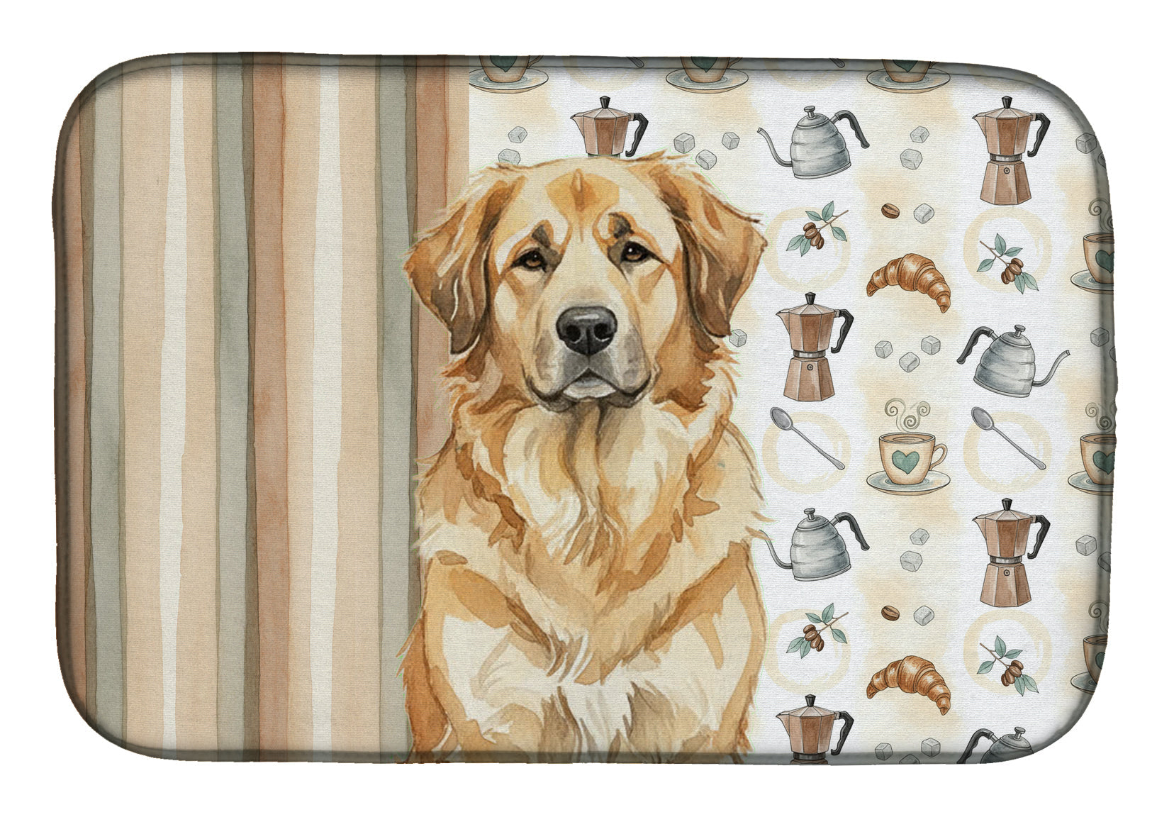 Sandy Leonberger Coffee Bar Dish Drying Mat Absorbent Dish Drying Mat Pad for Kitchen Counter Dish Drainer Mat for Countertop, 14 x 21", Multicolor