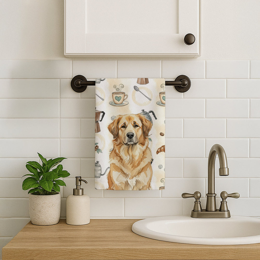 Sandy Leonberger Coffee Bar Kitchen Towel Velour Plush Front and Cotton Loop Back Machine Washable