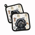 Black Lhasa Apso Coffee Bar Pot Holder Set of 2 Heat Resistant Quilted Hot Pads 7.5 x 7.5 Inch, Insulated Kitchen Trivets for Cooking & Baking