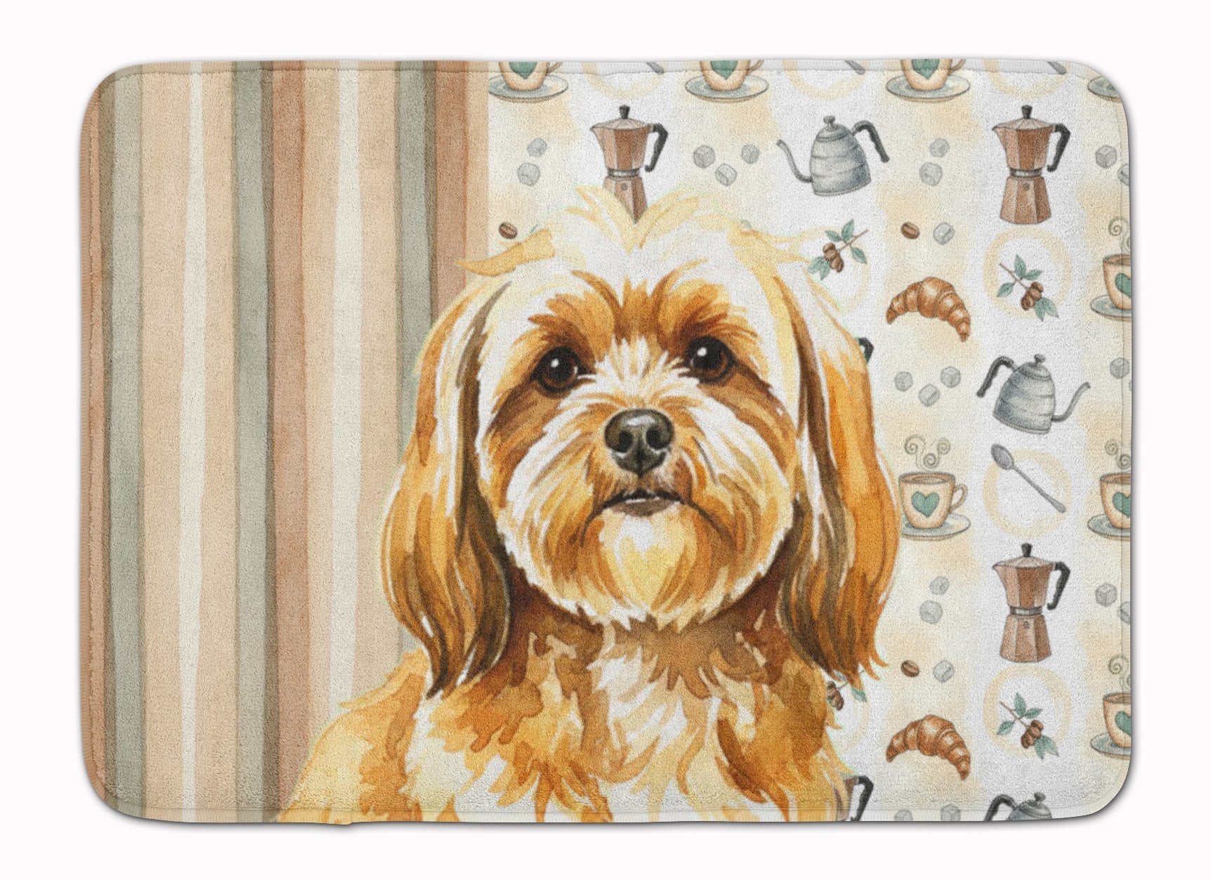Gold Lhasa Apso Coffee Bar Memory Foam Kitchen Mat Machine Washable Anti-Fatigue Cushion Comfort Bath or Kitchen Rug