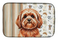 Red Lhasa Apso Coffee Bar Dish Drying Mat Absorbent Dish Drying Mat Pad for Kitchen Counter Dish Drainer Mat for Countertop, 14 x 21", Multicolor