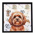 Red Lhasa Apso Coffee Bar Framed Metal Print Bathroom, Kitchen, Office, Home Decor Wall Art Ready to Hang, Square, 8X8