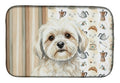 White Lhasa Apso Coffee Bar Dish Drying Mat Absorbent Dish Drying Mat Pad for Kitchen Counter Dish Drainer Mat for Countertop, 14 x 21", Multicolor
