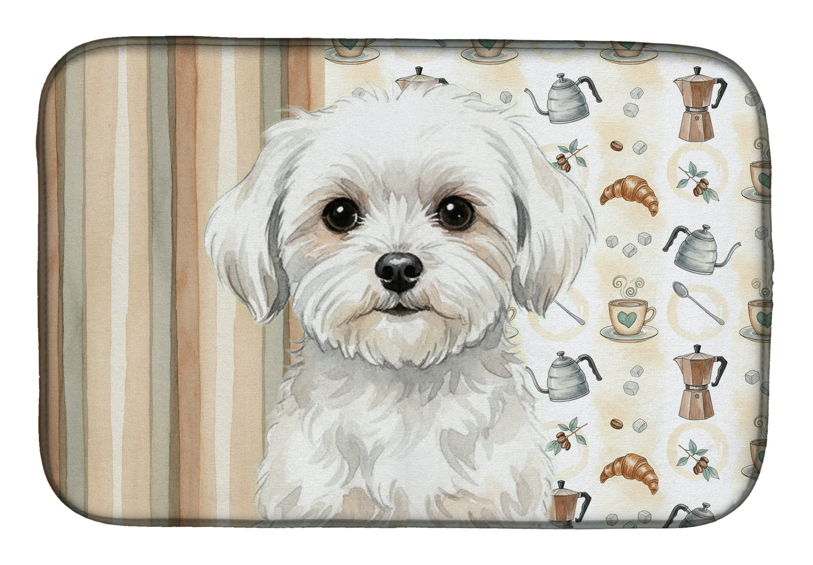 Maltese Coffee Bar Dish Drying Mat Absorbent Dish Drying Mat Pad for Kitchen Counter Dish Drainer Mat for Countertop, 14 x 21", Multicolor