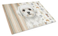 Maltese Coffee Bar Cutting Board Tempered Glass Kitchen Cutting Surface, Heat Resistant Chopping, Non-Slip Feet, Food Prep & Serving