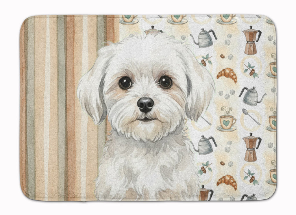 Maltese Coffee Bar Memory Foam Kitchen Mat Machine Washable Anti-Fatigue Cushion Comfort Bath or Kitchen Rug