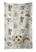 Maltipoo Coffee Bar Kitchen Towel Velour Plush Front and Cotton Loop Back Machine Washable