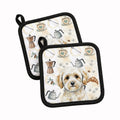 Maltipoo Coffee Bar Pot Holder Set of 2 Heat Resistant Quilted Hot Pads 7.5 x 7.5 Inch, Insulated Kitchen Trivets for Cooking & Baking