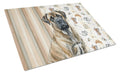 Brindle Mastiff Coffee Bar Cutting Board Tempered Glass Kitchen Cutting Surface, Heat Resistant Chopping, Non-Slip Feet, Food Prep & Serving