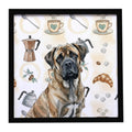 Brindle Mastiff Coffee Bar Framed Metal Print Bathroom, Kitchen, Office, Home Decor Wall Art Ready to Hang, Square, 8X8