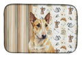 Miniature Bull Terrier Coffee Bar Dish Drying Mat Absorbent Dish Drying Mat Pad for Kitchen Counter Dish Drainer Mat for Countertop, 14 x 21", Multicolor