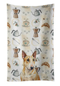 Miniature Bull Terrier Coffee Bar Kitchen Towel Velour Plush Front and Cotton Loop Back Machine Washable
